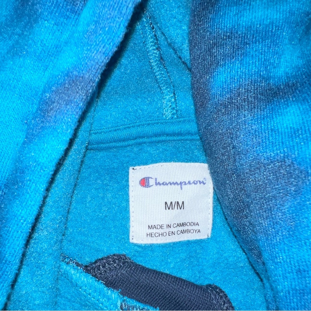 Champion Women’s Long Sleeve Hoodie Sweatshirt (Blue Tie Dye, Small) - Picture 7 of 7